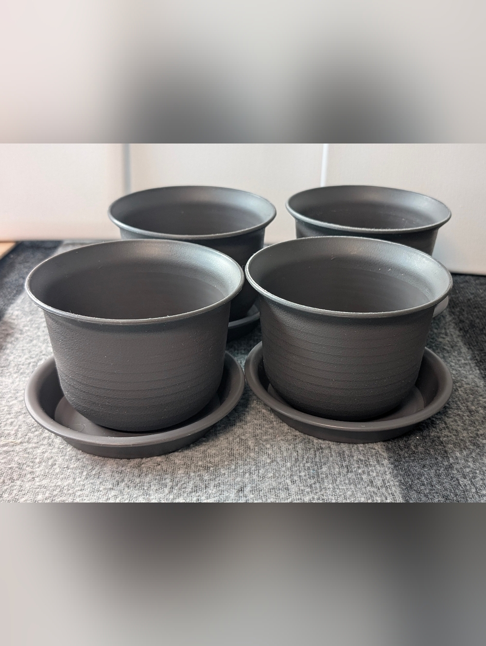 Grey Planter Pots With Trays
